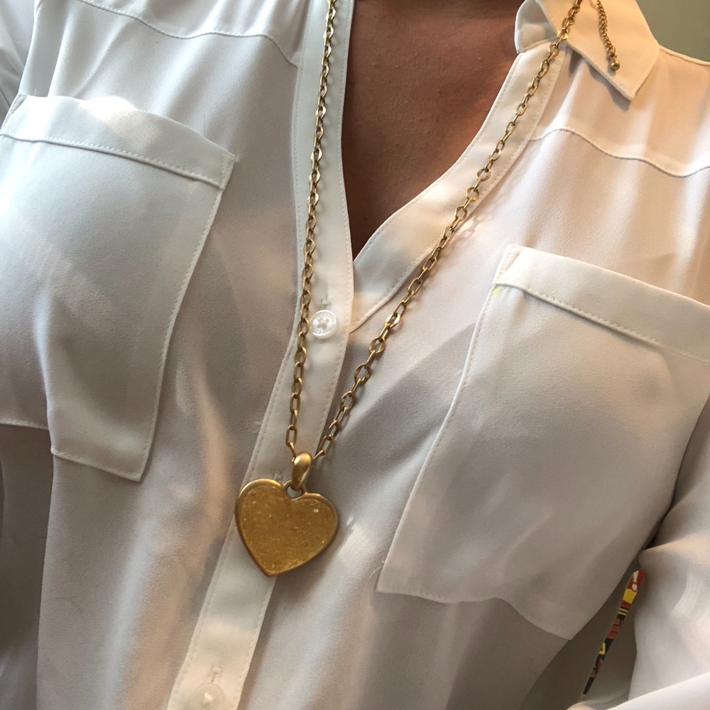 Lia Sophia Long gold heart necklace